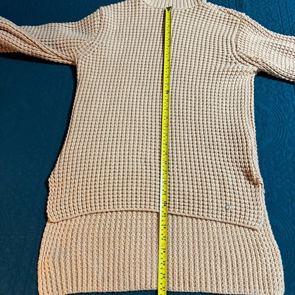 Ted Baker Tan Chunky Waffle Knit Turtleneck Balloon Sleeve Sweater size is S - Picture 10 of 12